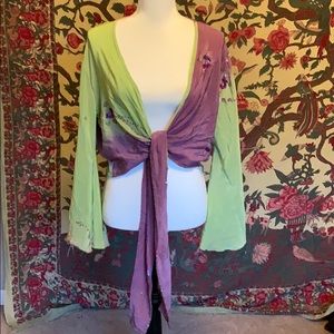 Silk Janis Joplin Beaded Bell Sleeve Top NWT S/M